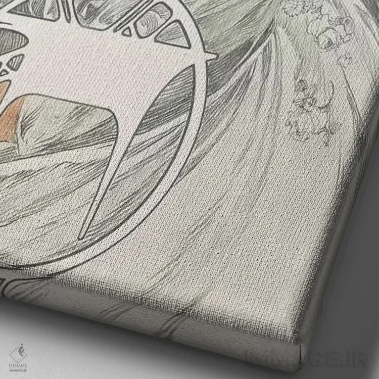 تابلو 1902,صفحه ۱ از "اسناد تزئینی"، ۱۹۰۲ اثر آلفونس موخا (هنرمند آرت نووی چک) - نمای نزدیک بافت بوم