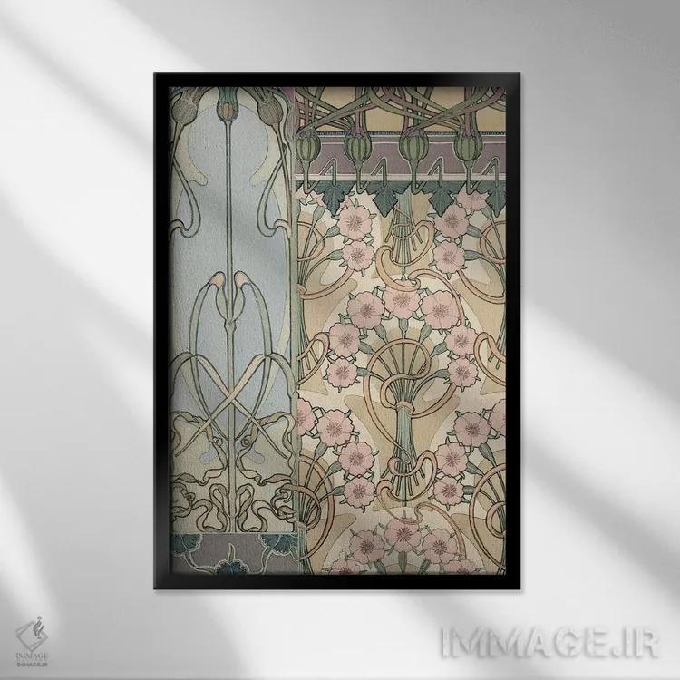 تابلو 1902,صفحه ۳۰ از "اسناد تزئینی"، ۱۹۰۲ اثر آلفونس موخا (هنرمند آرت نووی چک) - نمای قابدار مشکی