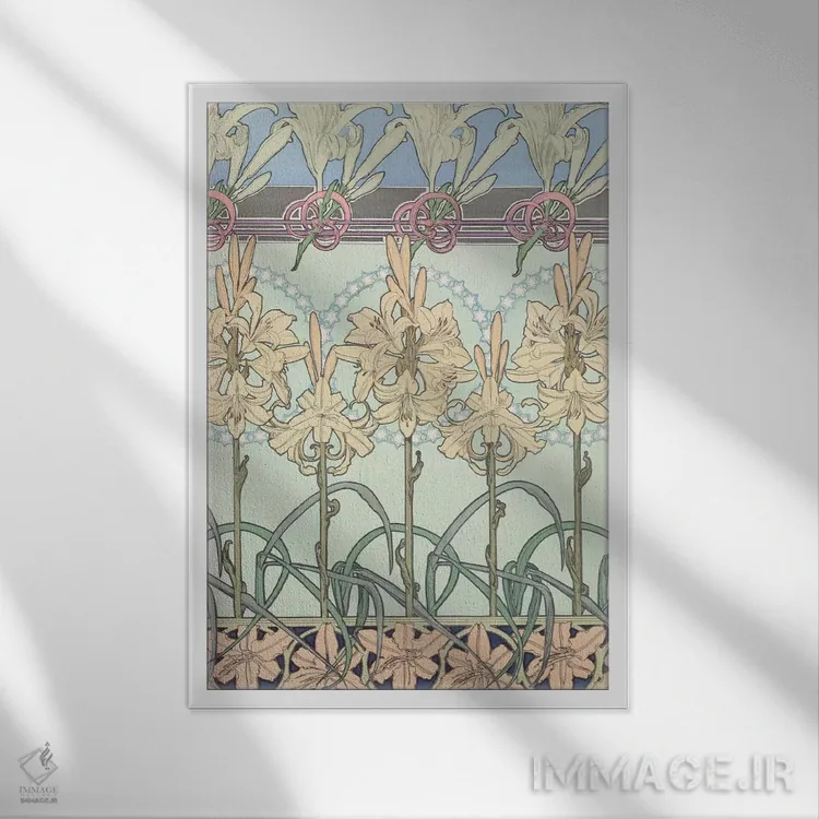 تابلو 1902,صفحه ۳۳ از "اسناد تزئینی"، ۱۹۰۲ اثر آلفونس موخا (هنرمند آرت نووی چک) - نمای قابدار سفید