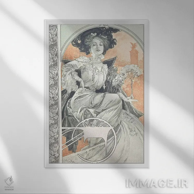تابلو 1902,صفحه ۱ از "اسناد تزئینی"، ۱۹۰۲ اثر آلفونس موخا (هنرمند آرت نووی چک) - نمای قابدار سفید