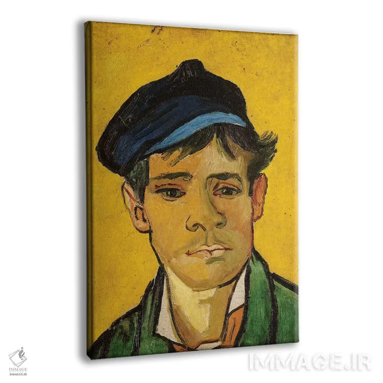 تابلو 1888,مرد جوان با کلاه، ۱۸۸۸ اثر ونسان ون گوگ (نقاش مشهور هلندی پستامپرسیونیسم) - نمای پرسپکتیو محصول