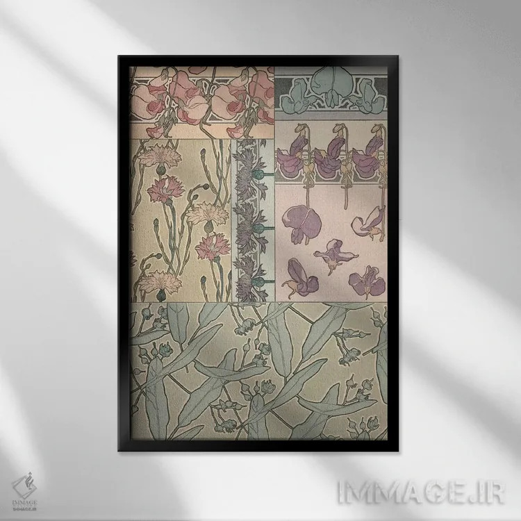 تابلو 1902,لوح ۴۱ از "اسناد تزئینی"، ۱۹۰۲ اثر آلفونس موخا (هنرمند آرت نووی چک) - نمای قابدار مشکی