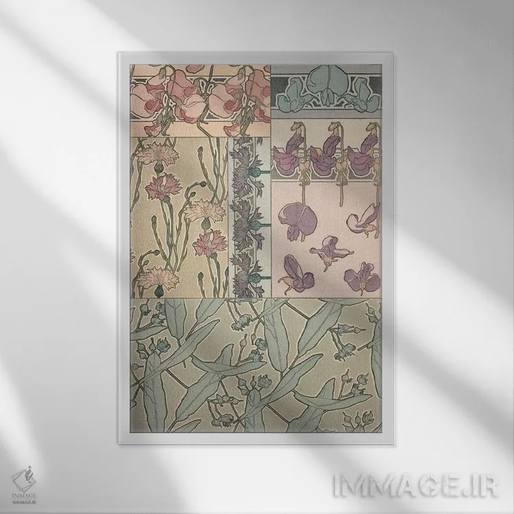 تابلو 1902,لوح ۴۱ از "اسناد تزئینی"، ۱۹۰۲ اثر آلفونس موخا (هنرمند آرت نووی چک) - نمای قابدار سفید