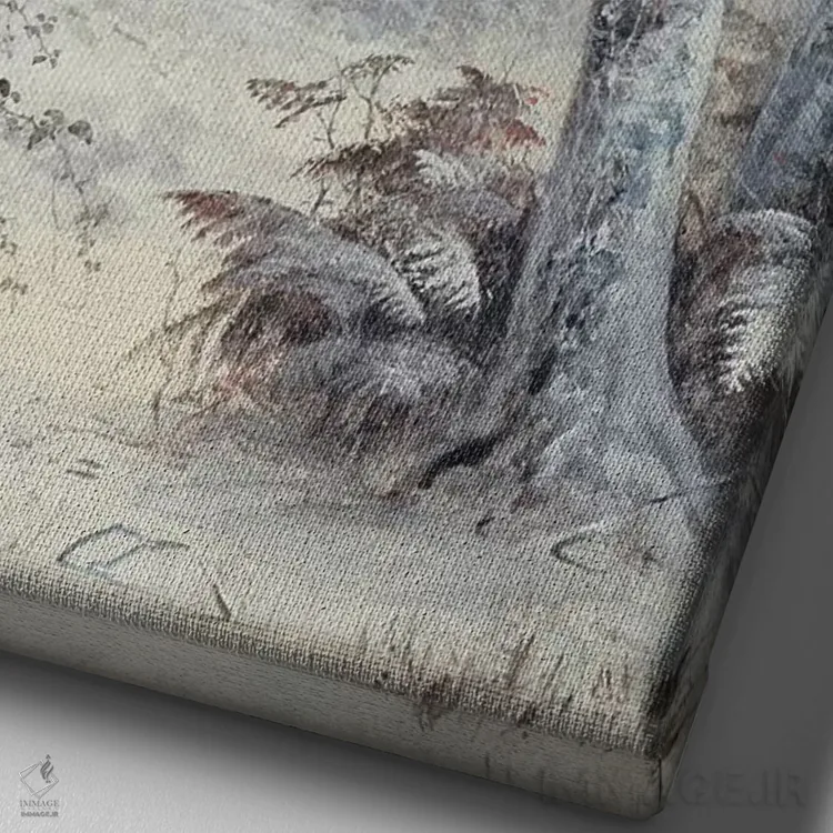 تابلو صبحانهٔ زمستانی اثر جوزف فارکوارسون - نمای نزدیک بافت بوم