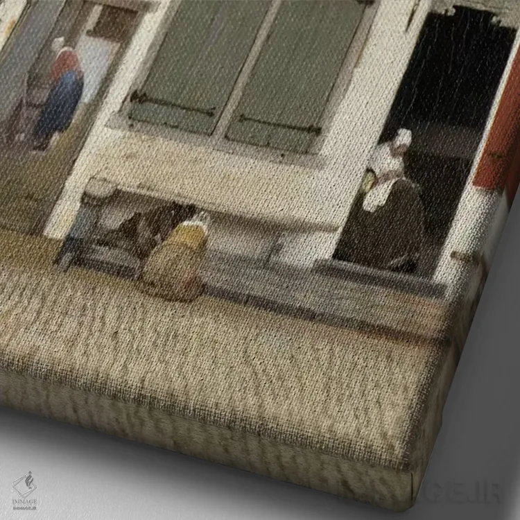 تابلو known as 'The Little Street', c.1658,نمای خانهها در دلفت، معروف به "کوچهٔ کوچک"، حدود ۱۶۵۸ اثر یان ورمیر (نقاش هلندی) - نمای نزدیک بافت بوم