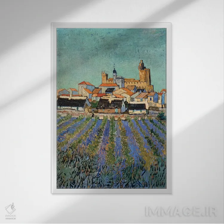 تابلو 1888,سن-ماری-دو-لا-مر، ۱۸۸۸ اثر ونسان ون گوگ (نقاش مشهور هلندی پستامپرسیونیسم) - نمای قابدار سفید