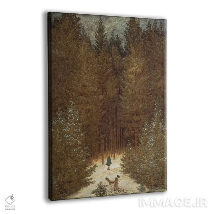 تابلو c.1814,شکارچی در جنگل، حدود ۱۸۱۴ اثر کاسپار داوید فریدریش (نقاش رمانتیک آلمانی) - نمای پرسپکتیو محصول
