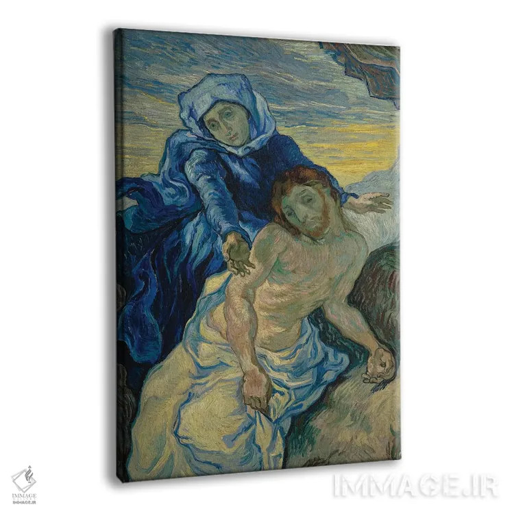 تابلو 1890,پیتا (مریم و مسیح)، ۱۸۹۰ اثر ونسان ون گوگ (نقاش مشهور هلندی پستامپرسیونیسم) - نمای پرسپکتیو محصول