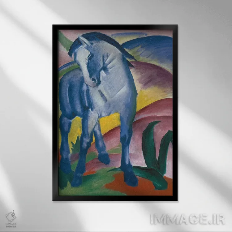 تابلو 1911,اسب آبی، ۱۹۱۱ اثر فرانتس مارک (نقاش اکسپرسیونیست آلمانی) - نمای قابدار مشکی