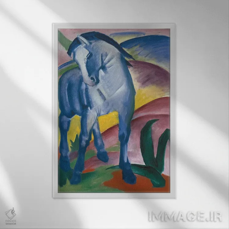 تابلو 1911,اسب آبی، ۱۹۱۱ اثر فرانتس مارک (نقاش اکسپرسیونیست آلمانی) - نمای قابدار سفید