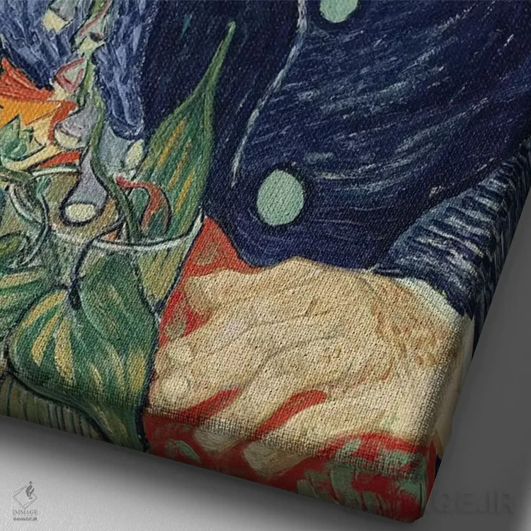 تابلو 1890,پرتره دکتر پل گاشه، ۱۸۹۰ اثر ونسان ون گوگ (نقاش مشهور هلندی پستامپرسیونیسم) - نمای نزدیک بافت بوم