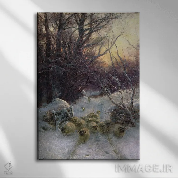 تابلو خورشید برای روز زمستانی غروب کرده بود اثر جوزف فارکوارسون - نمای روبهرو روی دیوار