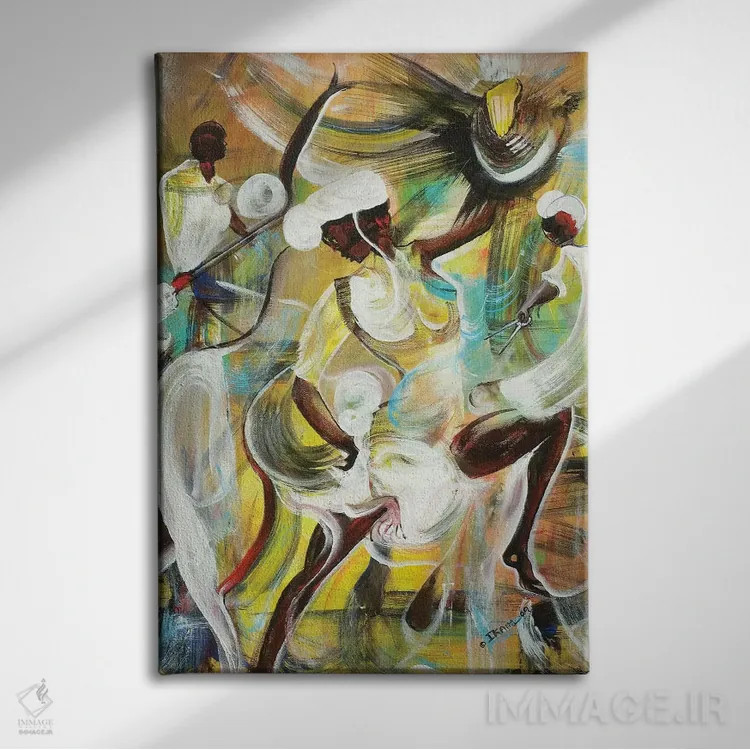 تابلو پوکو مانیا (فرقه معنویتی جامائیکایی) اثر آیکال بکفورد - نمای روبهرو روی دیوار