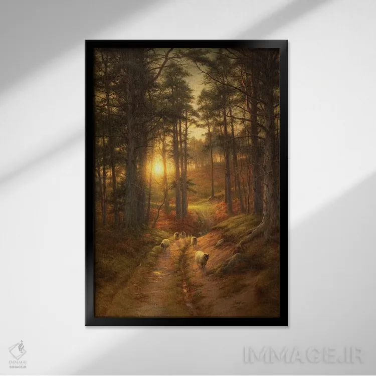 تابلو خورشید بهسرعت در غرب فرو میرود اثر جوزف فارکوارسون - نمای قابدار مشکی