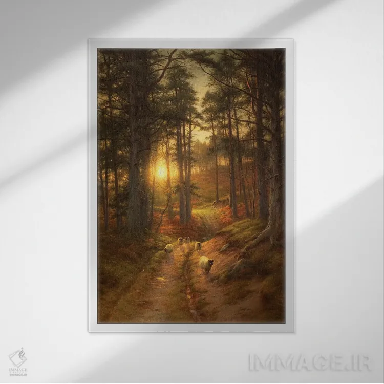 تابلو خورشید بهسرعت در غرب فرو میرود اثر جوزف فارکوارسون - نمای قابدار سفید