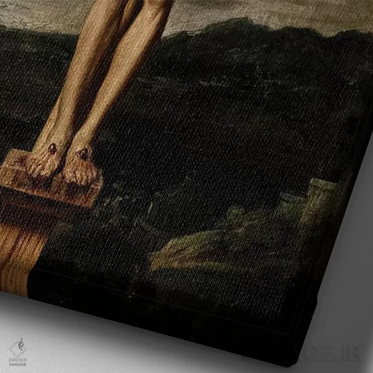 تابلو 1631,مصلوب شدن، ۱۶۳۱ (نقاشی معنویتی) اثر دیهگو رودریگز د سیلوا ای ولاسکز (نقاش معروف اسپانیایی) - نمای نزدیک بافت بوم