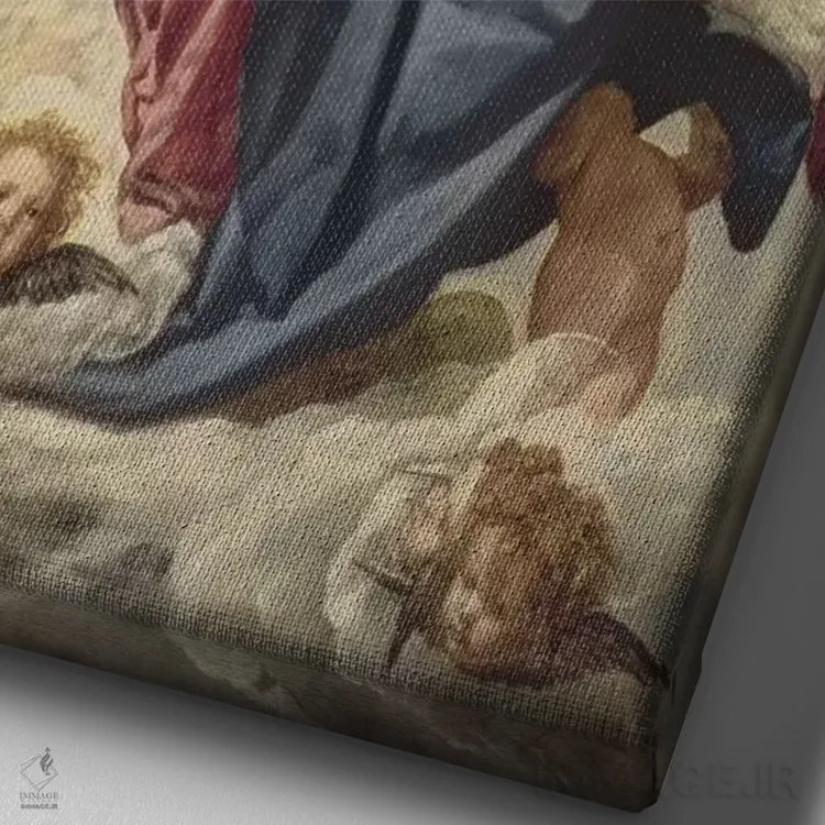 تابلو c.1641-42,تاجگذاری مریم مقدس، حدود ۱۶۴۱-۴۲ (نقاشی معنویتی) اثر دیهگو رودریگز د سیلوا ای ولاسکز (نقاش معروف اسپانیایی) - نمای نزدیک بافت بوم