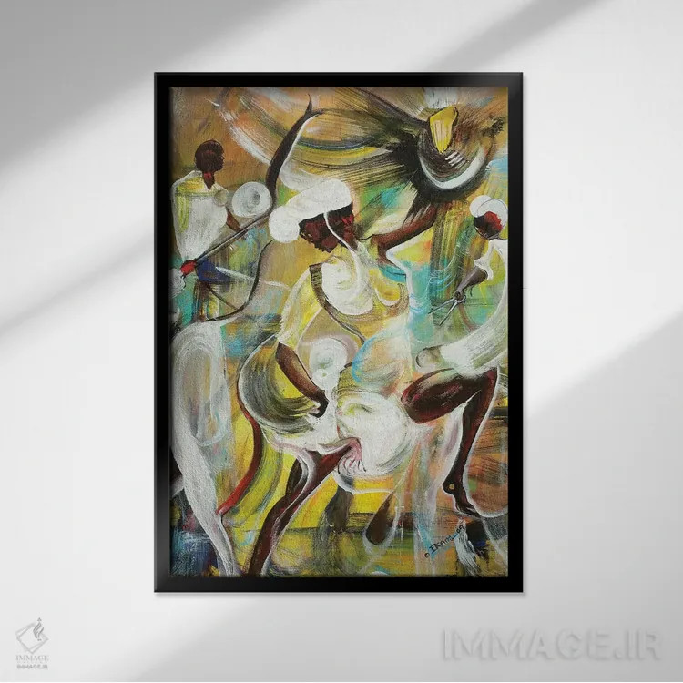 تابلو پوکو مانیا (فرقه معنویتی جامائیکایی) اثر آیکال بکفورد - نمای قابدار مشکی