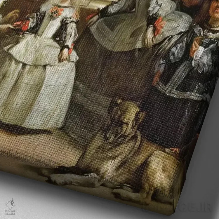 تابلو c.1656,دوشیزگان یا خانوادهٔ فیلیپ چهارم، حدود ۱۶۵۶ اثر دیهگو رودریگز د سیلوا ای ولاسکز (نقاش معروف اسپانیایی) - نمای نزدیک بافت بوم