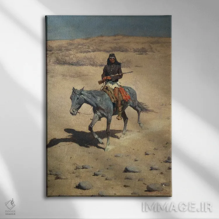 تابلو پیشآهنگ آپاچی اثر فردریک رمینگتون (هنرمند آمریکایی غرب) - نمای روبهرو روی دیوار