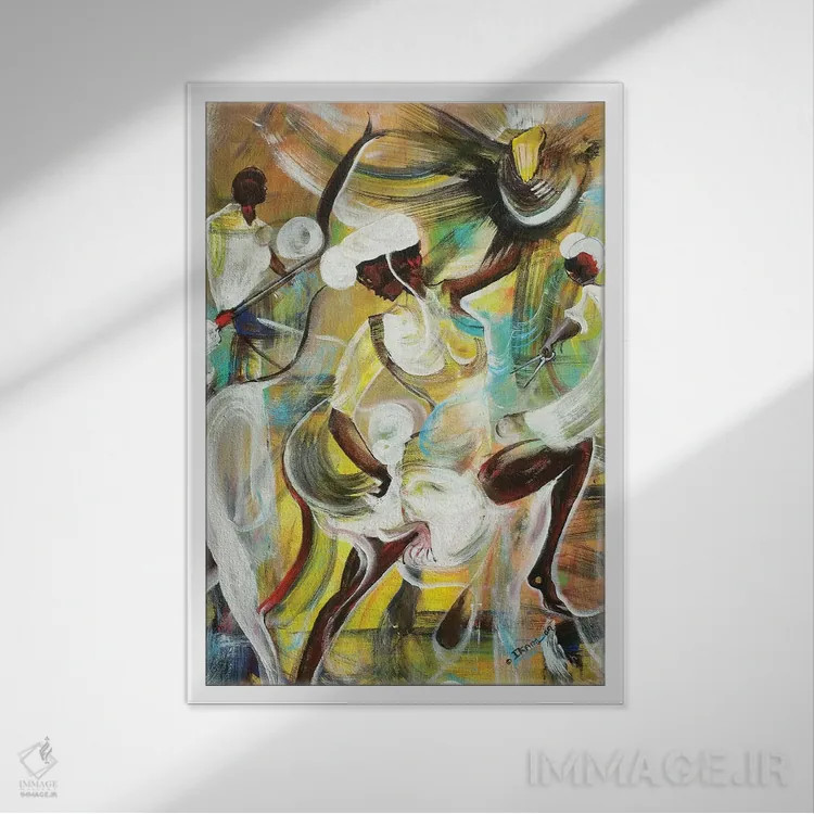 تابلو پوکو مانیا (فرقه معنویتی جامائیکایی) اثر آیکال بکفورد - نمای قابدار سفید