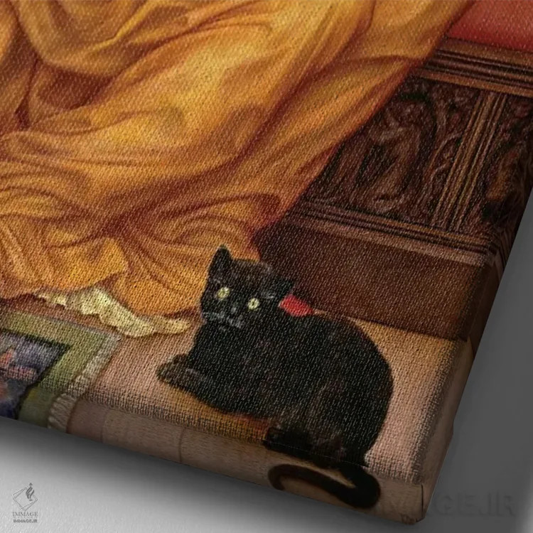 تابلو 1903,اکسیر عشق، ۱۹۰۳ اثر اولین دو مورگان (نقاش انگلیسی) - نمای نزدیک بافت بوم