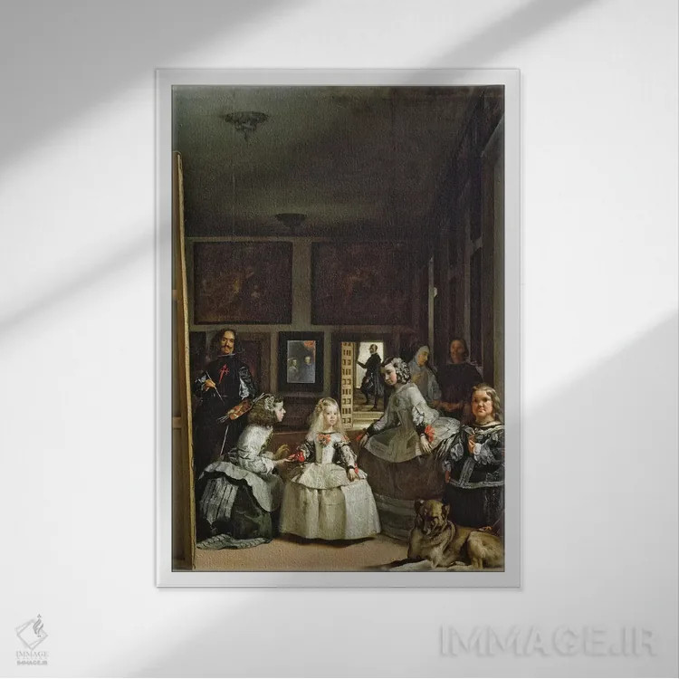 تابلو c.1656,دوشیزگان یا خانوادهٔ فیلیپ چهارم، حدود ۱۶۵۶ اثر دیهگو رودریگز د سیلوا ای ولاسکز (نقاش معروف اسپانیایی) - نمای قابدار سفید
