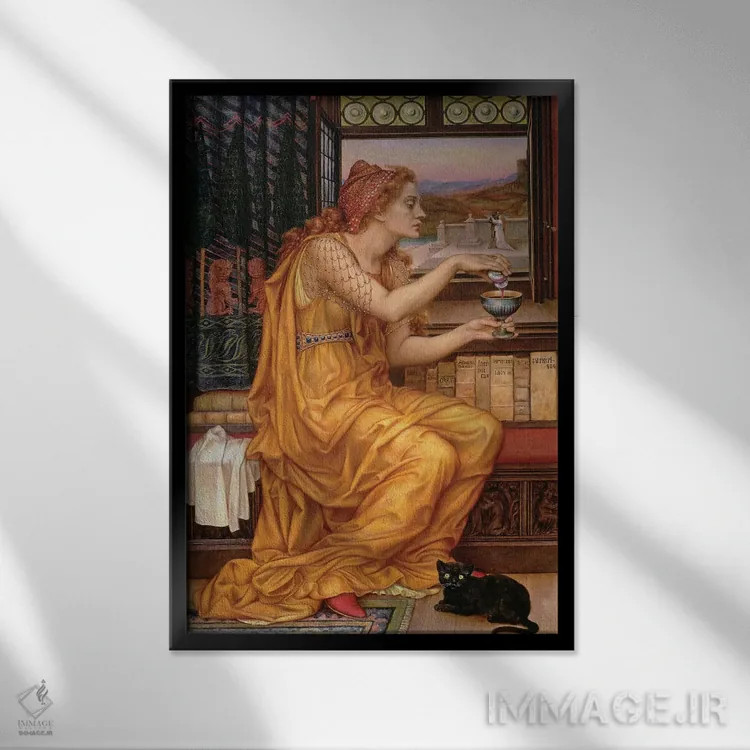 تابلو 1903,اکسیر عشق، ۱۹۰۳ اثر اولین دو مورگان (نقاش انگلیسی) - نمای قابدار مشکی