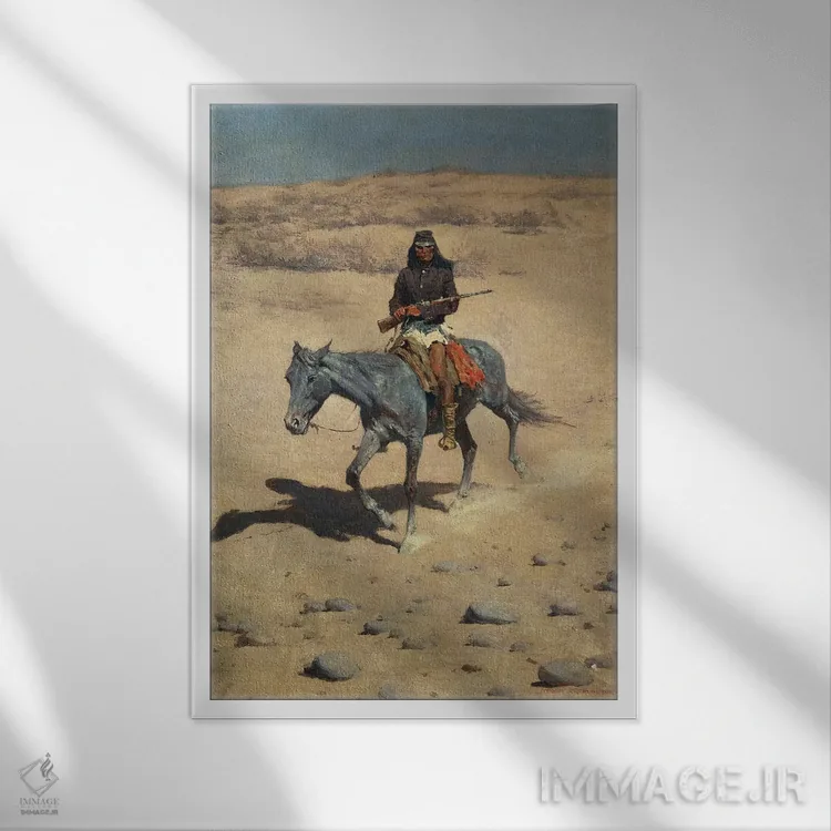 تابلو پیشآهنگ آپاچی اثر فردریک رمینگتون (هنرمند آمریکایی غرب) - نمای قابدار سفید