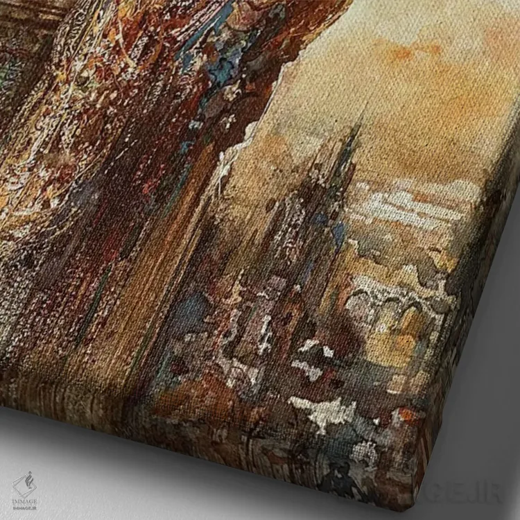 تابلو فرشتهٔ مسافر اثر گوستاو مورو - نمای نزدیک بافت بوم