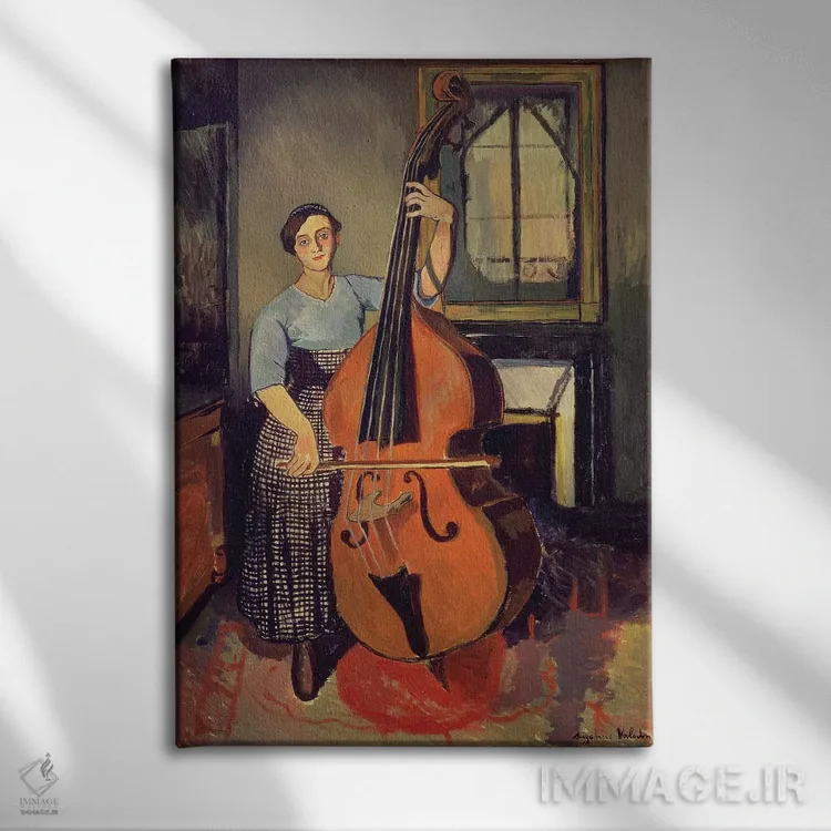 تابلو 1908,زن با دابل باس، ۱۹۰۸ اثر ماری کلمنتین والادون - نمای روبهرو روی دیوار