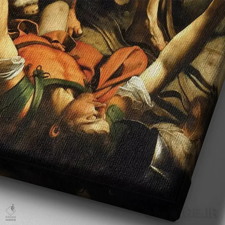 تابلو 1601,تبدیل سنت پل، ۱۶۰۱ (نقاشی معنویتی) اثر میکلآنژو مریزی دا کاراواجو (کاراواجو؛ نقاش بزرگ ایتالیایی) - نمای نزدیک بافت بوم