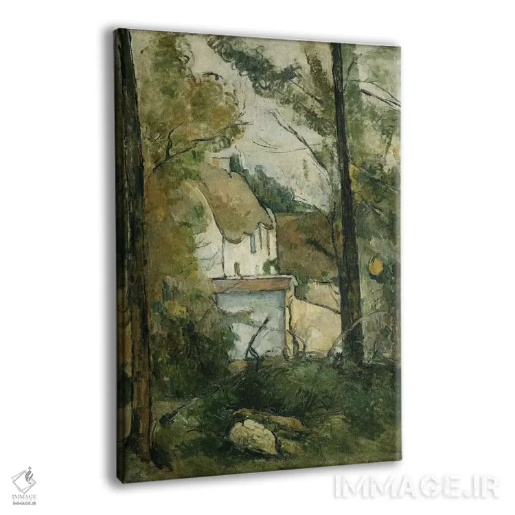 تابلو Auvers, 1879,خانهای میان درختان در اوور، ۱۸۷۹ اثر پل سزان - نمای پرسپکتیو محصول