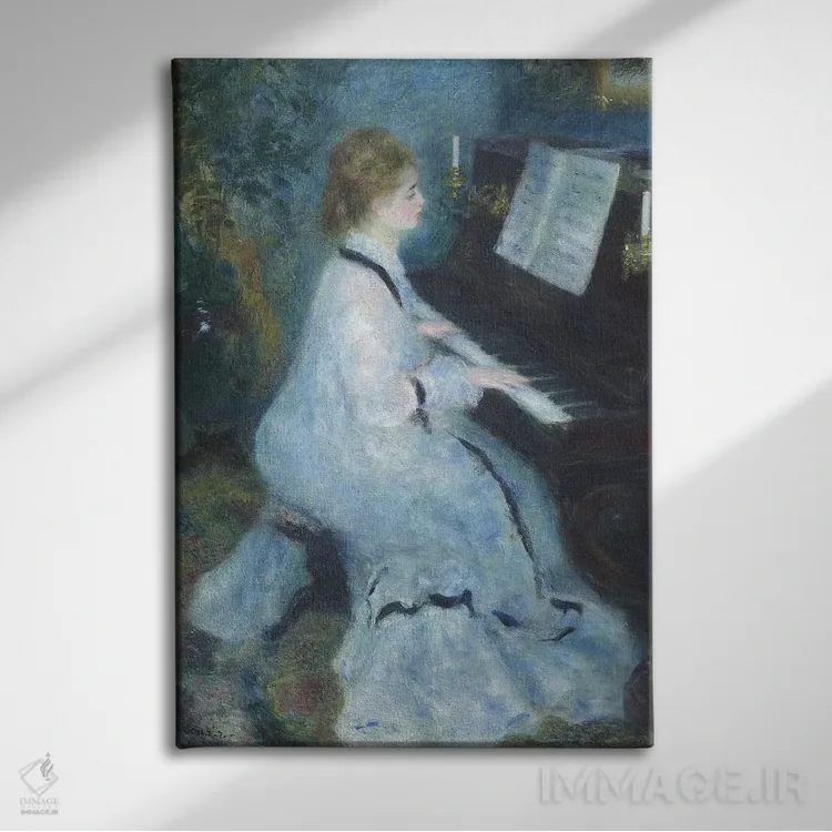 تابلو 1875-76,زن پای پیانو، ۱۸۷۵-۷۶ اثر پیر-اوگوست رنوار - نمای روبهرو روی دیوار