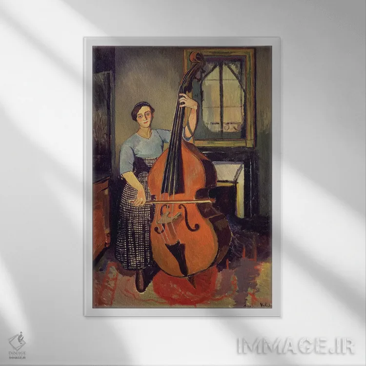 تابلو 1908,زن با دابل باس، ۱۹۰۸ اثر ماری کلمنتین والادون - نمای قابدار سفید