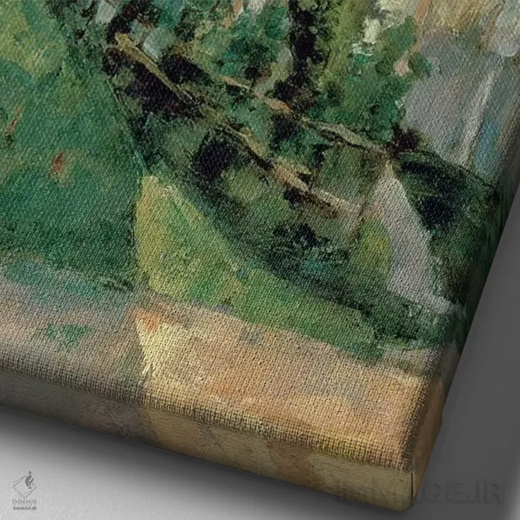 تابلو c.1873-74,خانه و درخت، حدود ۱۸۷۳-۷۴ اثر پل سزان - نمای نزدیک بافت بوم