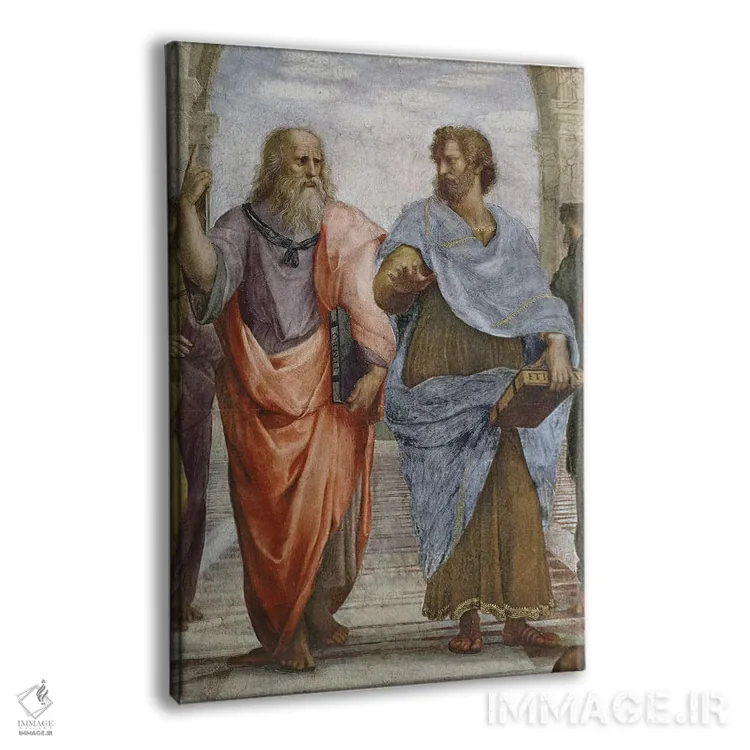 تابلو 1510-11,ارسطو و افلاطون: جزئیات مدرسه آتن، ۱۵۱۰-۱۱ اثر رافائل (نقاش مشهور رنسانس) - نمای پرسپکتیو محصول