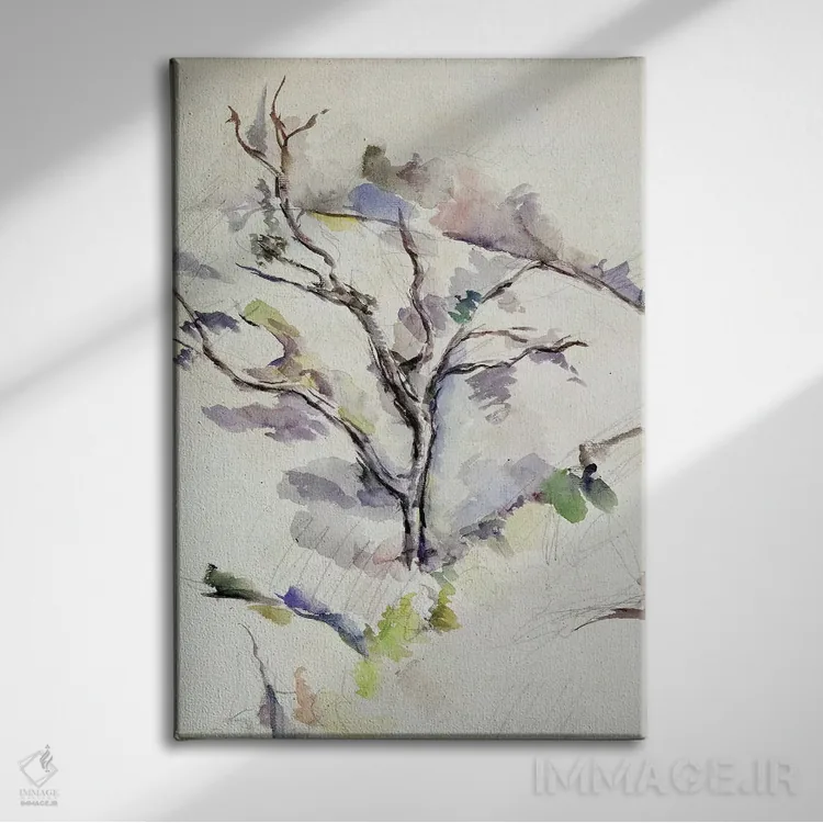 تابلو درخت بلوط اثر پل سزان - نمای روبهرو روی دیوار