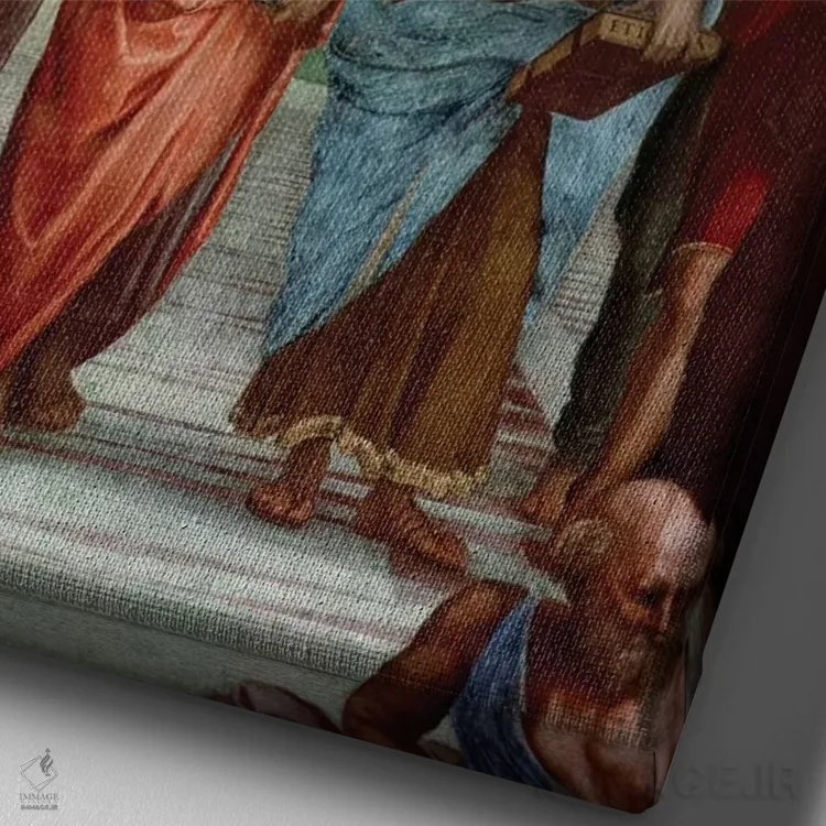 تابلو 1510-11,ارسطو و افلاطون: جزئیات از مدرسه آتن در اتاق امضای اسناد، ۱۵۱۰-۱۱ اثر رافائل (نقاش مشهور رنسانس) - نمای نزدیک بافت بوم