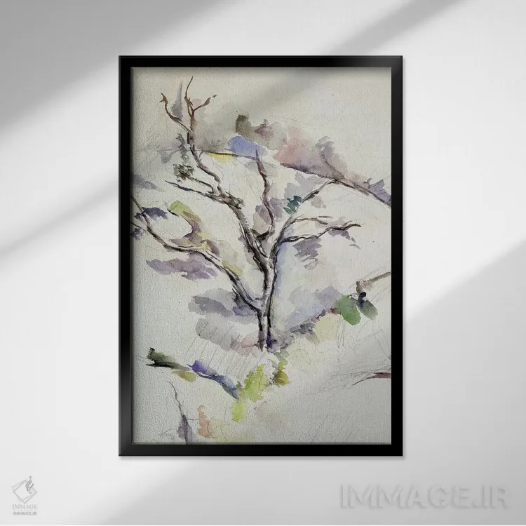 تابلو درخت بلوط اثر پل سزان - نمای قابدار مشکی