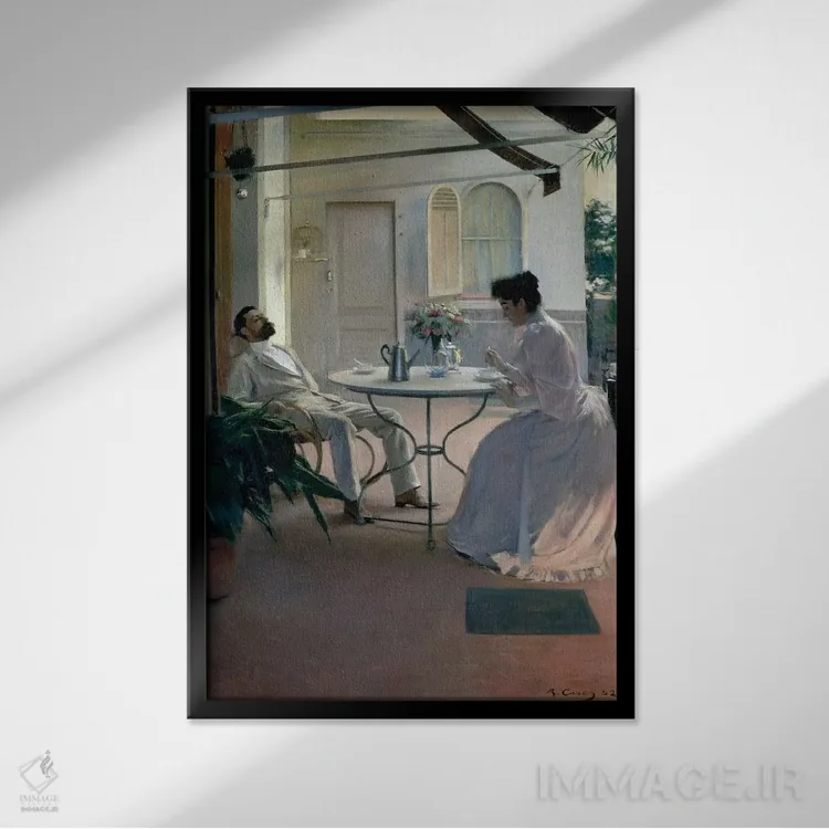 تابلو Barcelona, 1892,فضای داخلی باز، بارسلونا، ۱۸۹۲ اثر رامون کاساس ای کاربو - نمای قابدار مشکی