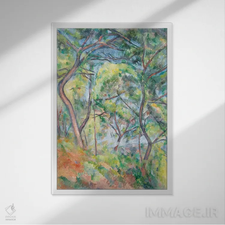 تابلو c.1894,زیر درختان، حدود ۱۸۹۴ اثر پل سزان - نمای قابدار سفید