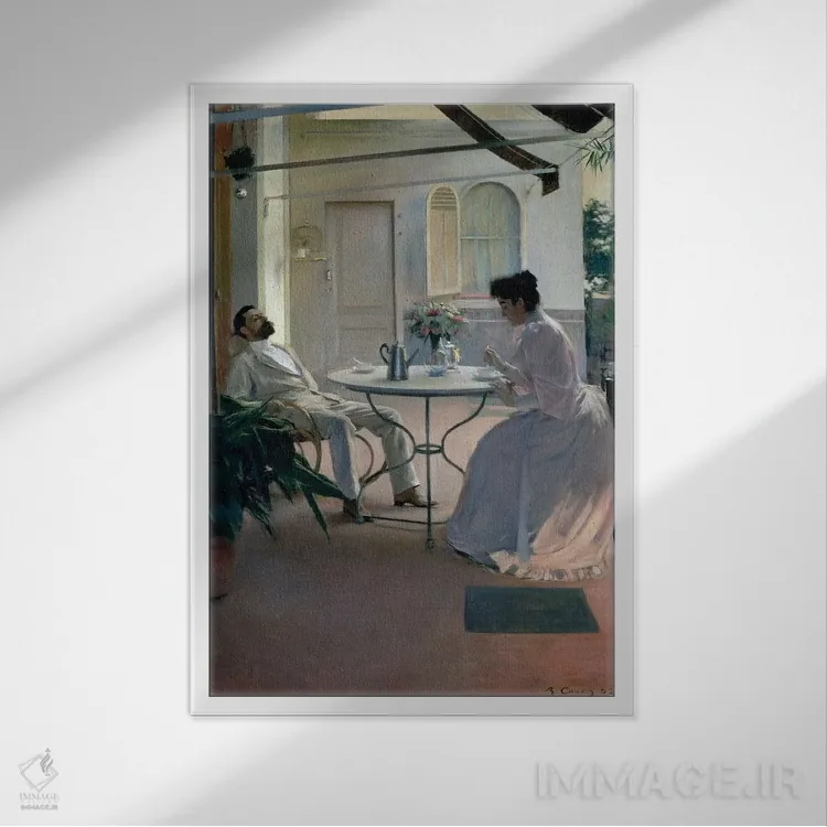 تابلو Barcelona, 1892,فضای داخلی باز، بارسلونا، ۱۸۹۲ اثر رامون کاساس ای کاربو - نمای قابدار سفید