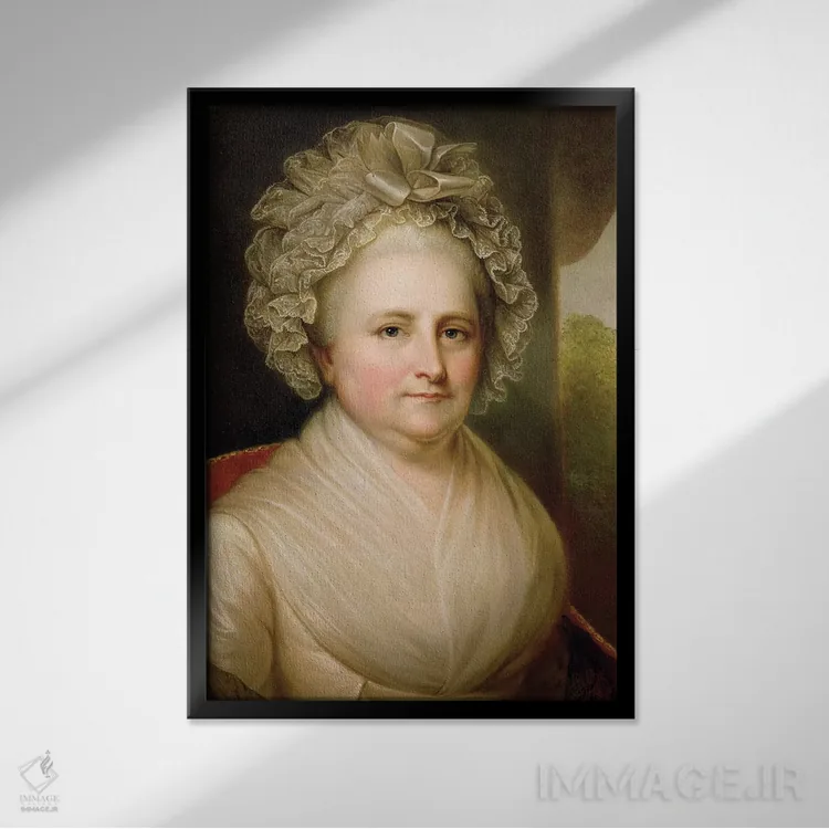 تابلو پرتره مارتا واشنگتن اثر رمبراند پرتقال - نمای قابدار مشکی