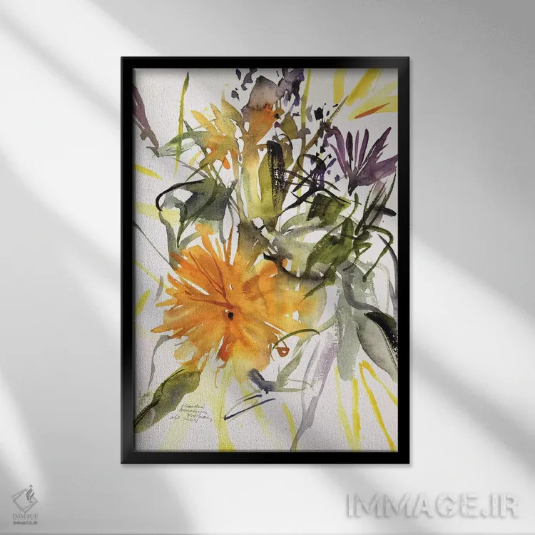 تابلو 2004,همیشهبهار و گلهای دیگر، ۲۰۰۴ اثر کلودیا هاچینس-پوشاوی - نمای قابدار مشکی