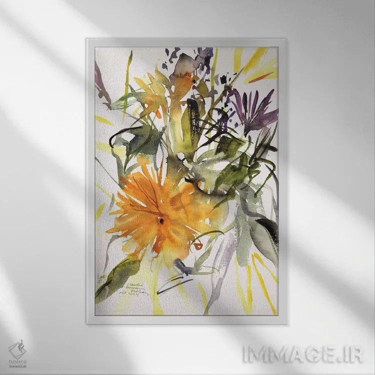 تابلو 2004,همیشهبهار و گلهای دیگر، ۲۰۰۴ اثر کلودیا هاچینس-پوشاوی - نمای قابدار سفید