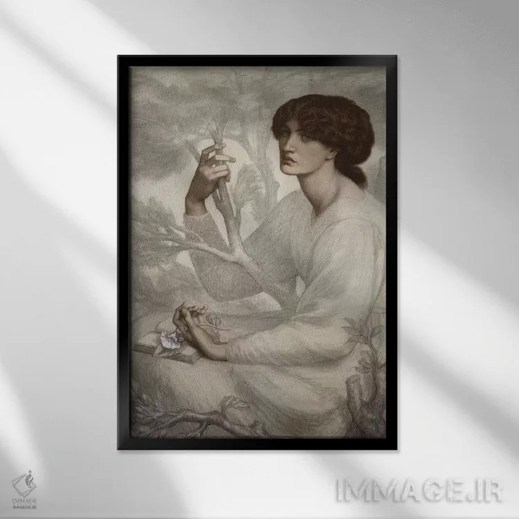 تابلو 19th century,رؤیای روزانه، قرن نوزدهم اثر دانته گابریل چارلز روستی (شاعر و نقاش انگلیسی) - نمای قابدار مشکی