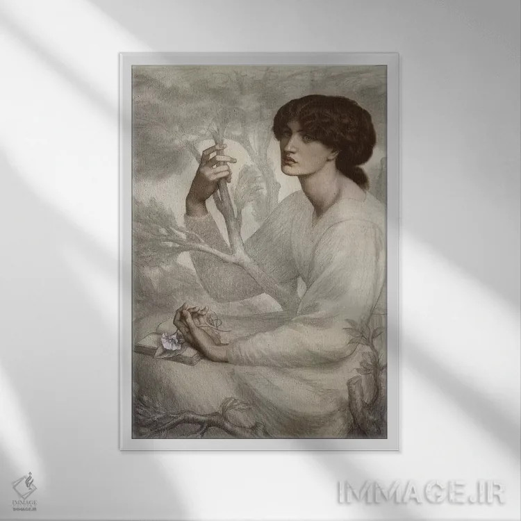 تابلو 19th century,رؤیای روزانه، قرن نوزدهم اثر دانته گابریل چارلز روستی (شاعر و نقاش انگلیسی) - نمای قابدار سفید