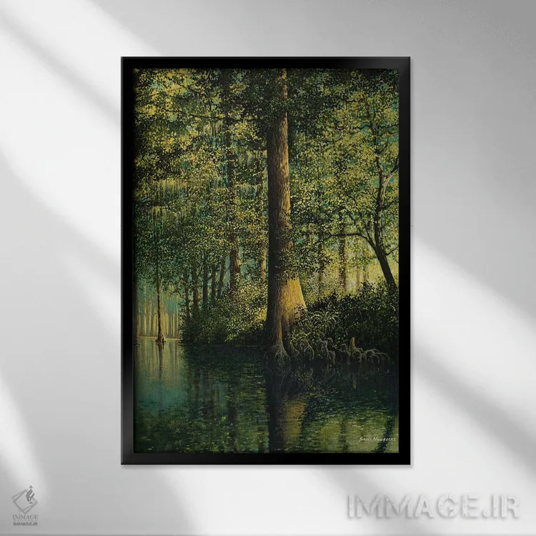 تابلو رودخانه آرام اثر بروس ناوراکه - نمای قابدار مشکی