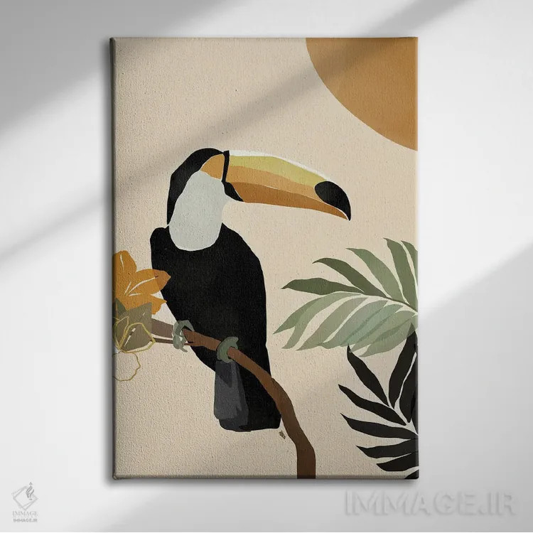 تابلو توکان (پرندهٔ گرمسیری) اثر بریا نیکول - نمای روبهرو روی دیوار